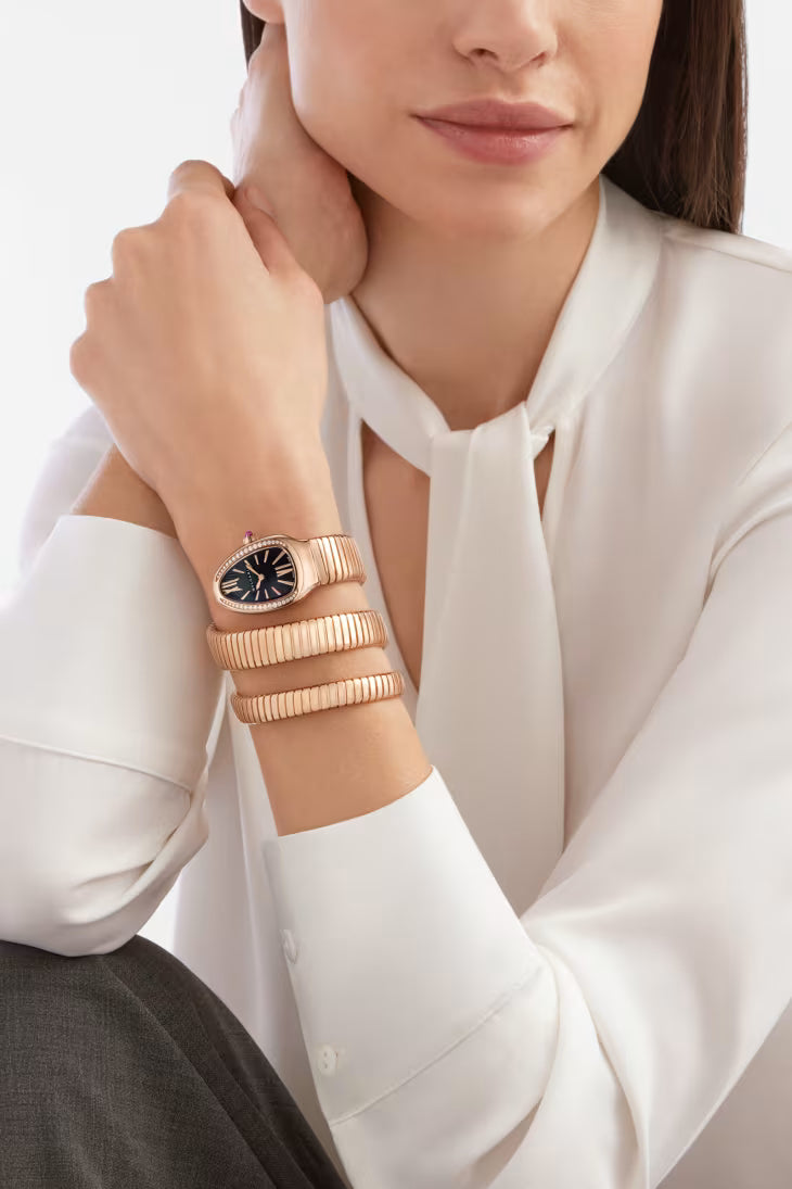 Coiled Band Watch, Rose Gold Tone, Stone-Set, 35 mm, Size S