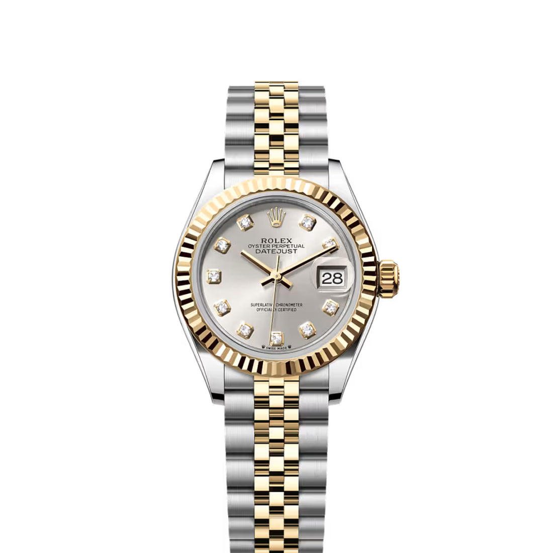 Classic Date Watch, Yellow Gold Tone, Steel, 28 mm