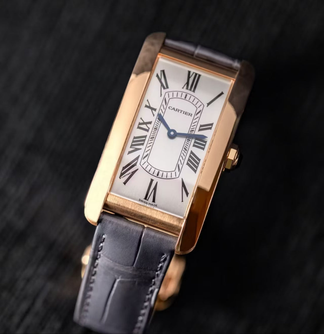 Rectangular Case Watch, Yellow Gold Tone, Mini Model
