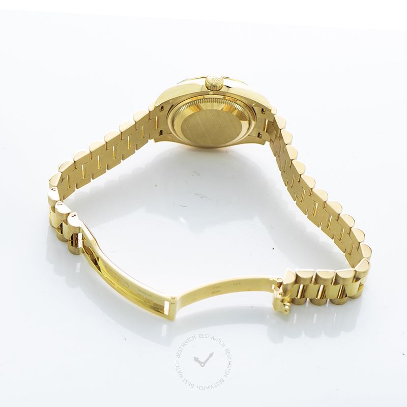 Classic Date Watch, Yellow Gold Tone, Stone-Set, 28 mm