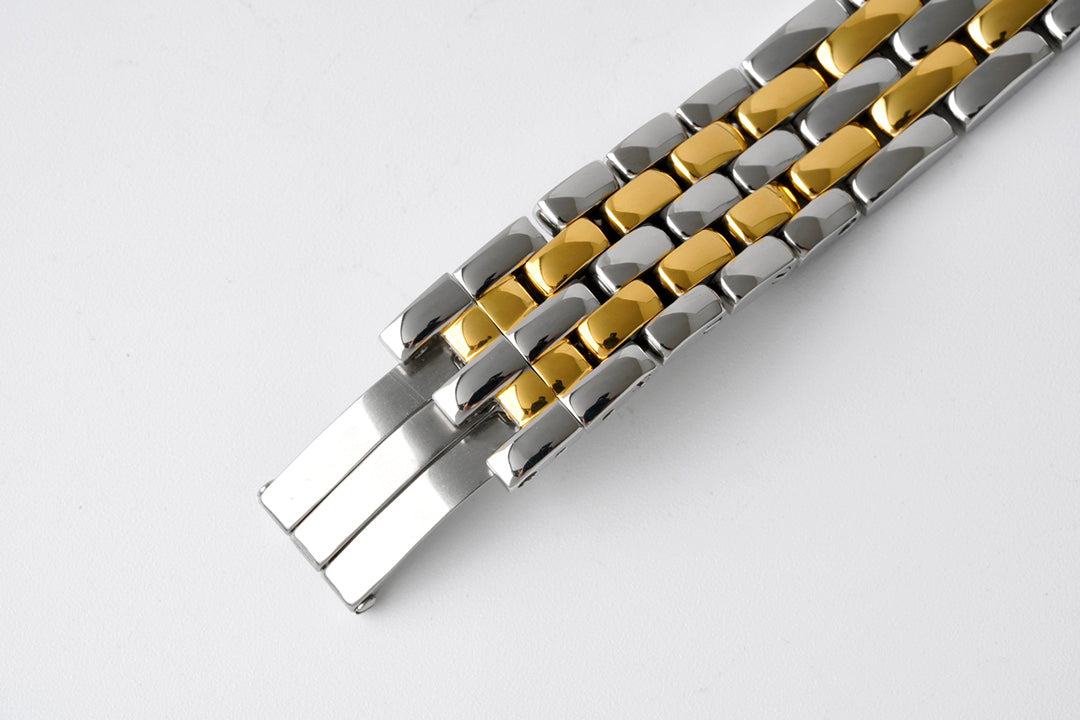 Square Link-Bracelet Watch, Yellow Gold Tone, Steel, Medium Model