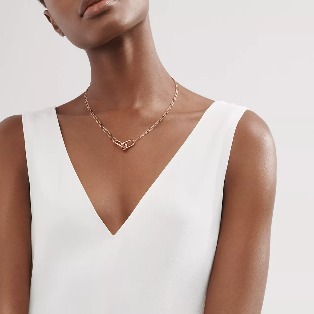Link Pendant Necklace, Rose Gold Tone