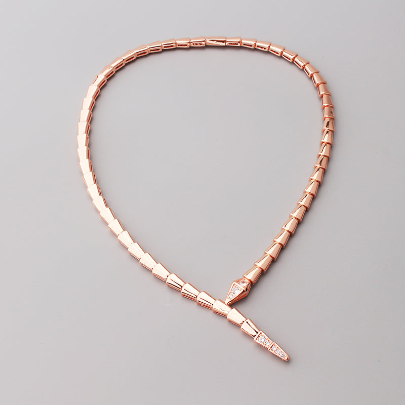 Snake-Scale Necklace, Rose Gold Tone, Stone-Set