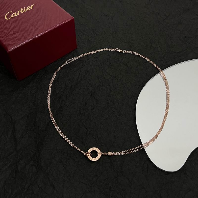 Screw-Motif Pendant Necklace, Stone-Set, Rose Gold Tone