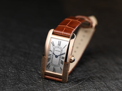 Rectangular Case Watch, Yellow Gold Tone, Mini Model