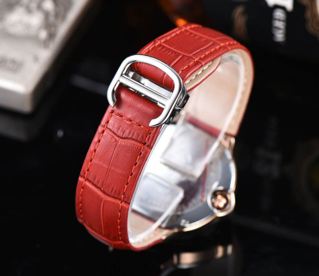 Round Domed Case Watch, Red