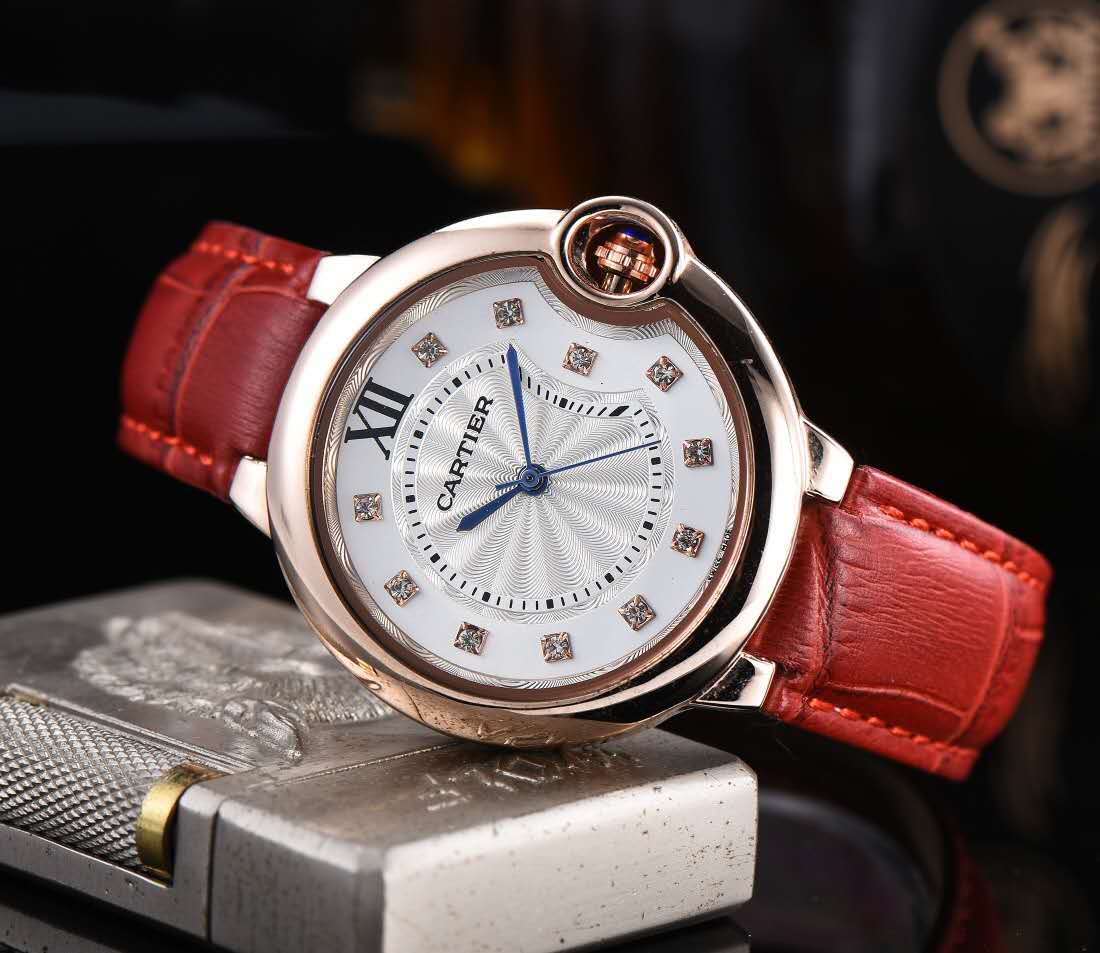 Round Domed Case Watch, Red