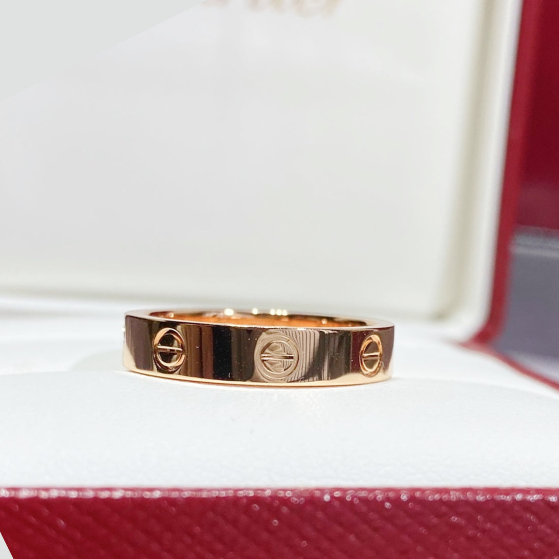 Screw-Motif Band Ring, Small Model, Rose Gold Tone