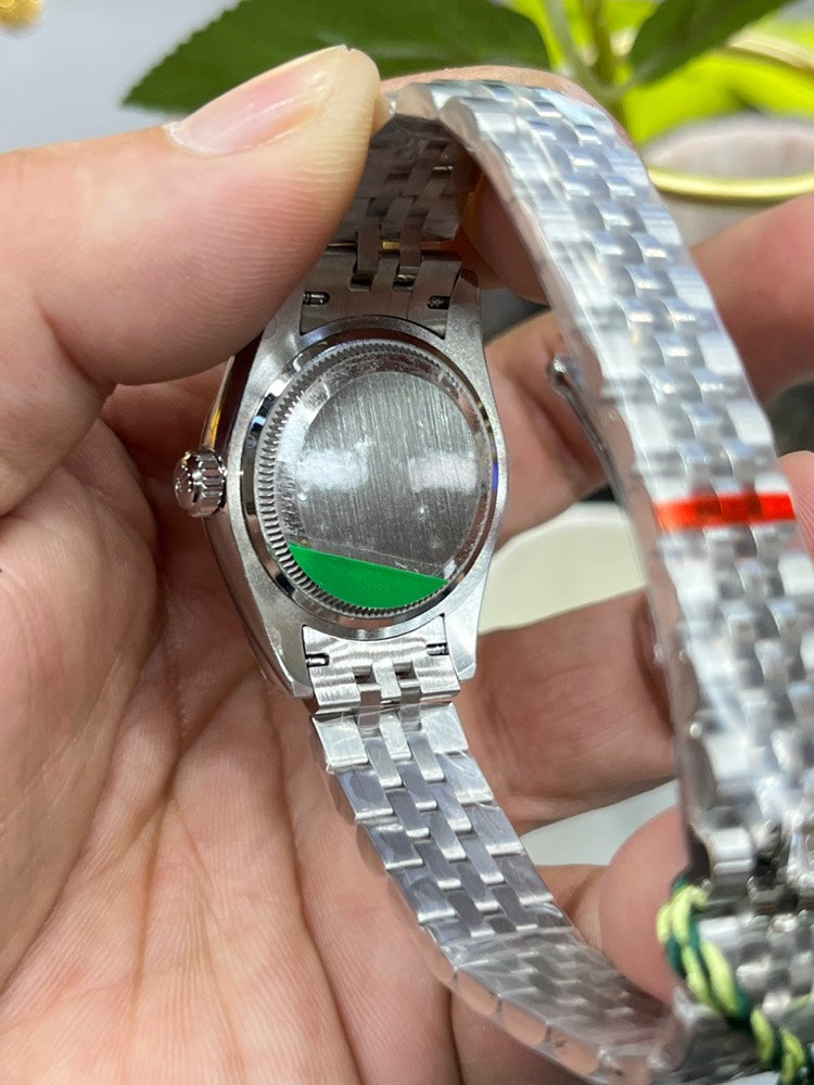 Classic Date Watch, White Gold Tone, Steel, White, 28 mm