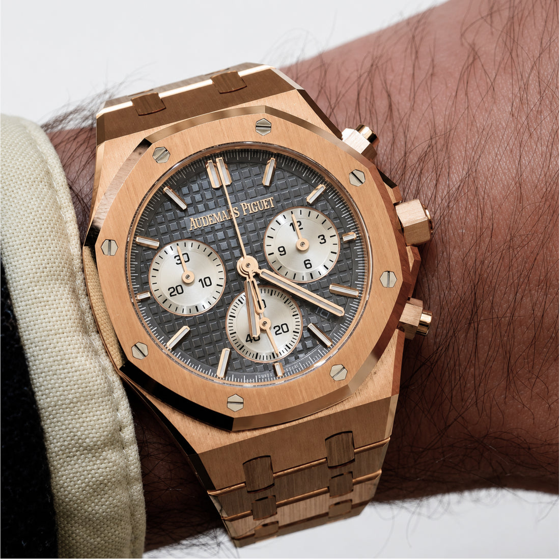 Octagonal Bezel Watch, 18K, Rose Gold Tone, 38 mm
