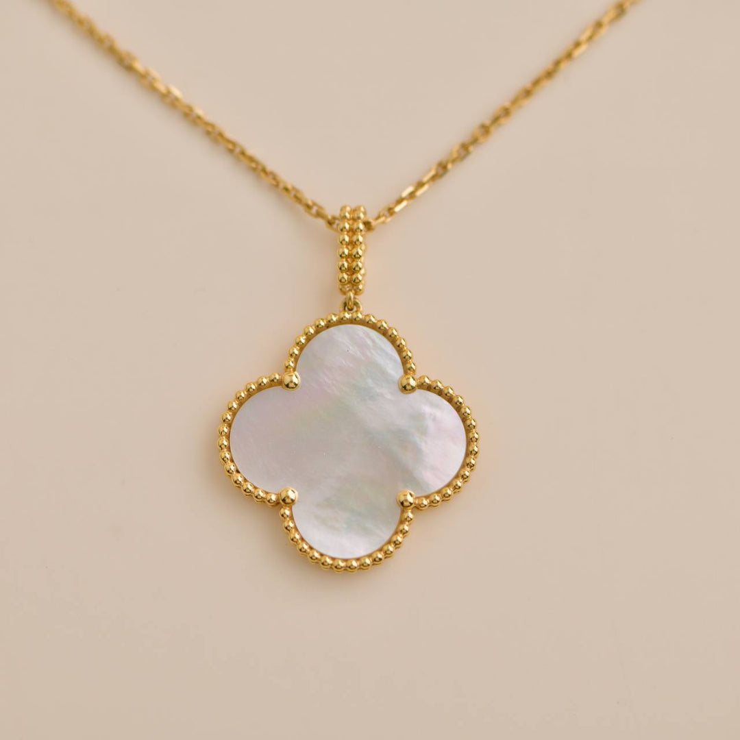Quatrefoil Long Necklace, 1 Motifs, Yellow Gold Tone