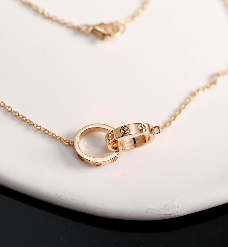 Screw-Motif Pendant Necklace, Rose Gold Tone