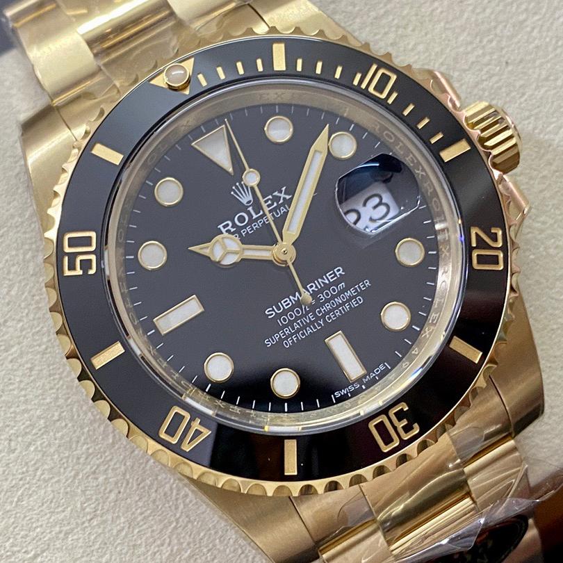 Dive-Style Automatic Watch, Yellow Gold Tone, 41 mm