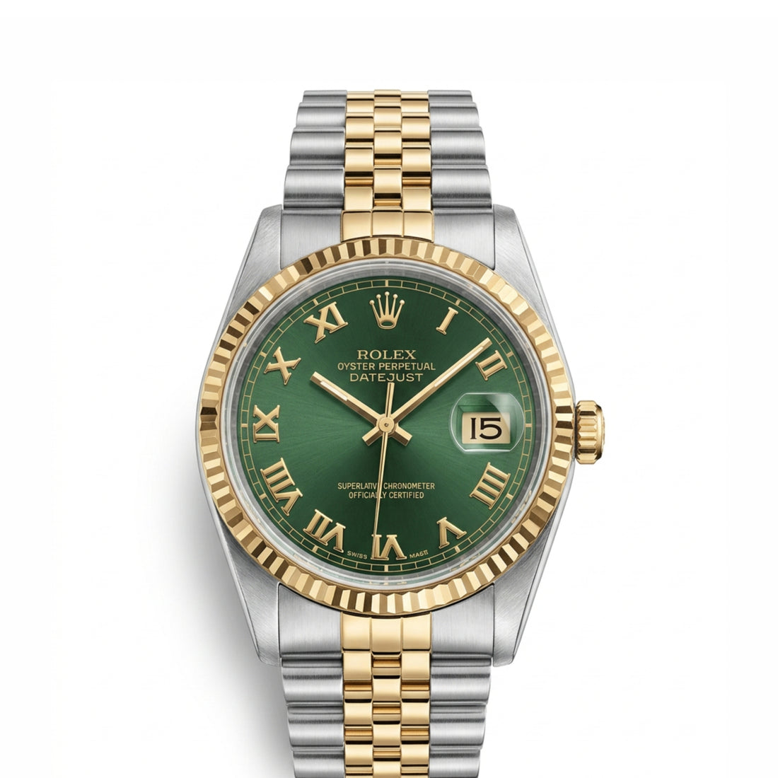 Classic Date Watch, Yellow Gold Tone, Steel, 36 mm
