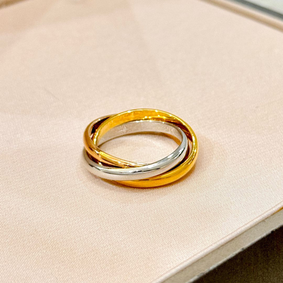 Three-Band Rolling Ring, Rose Gold Tone