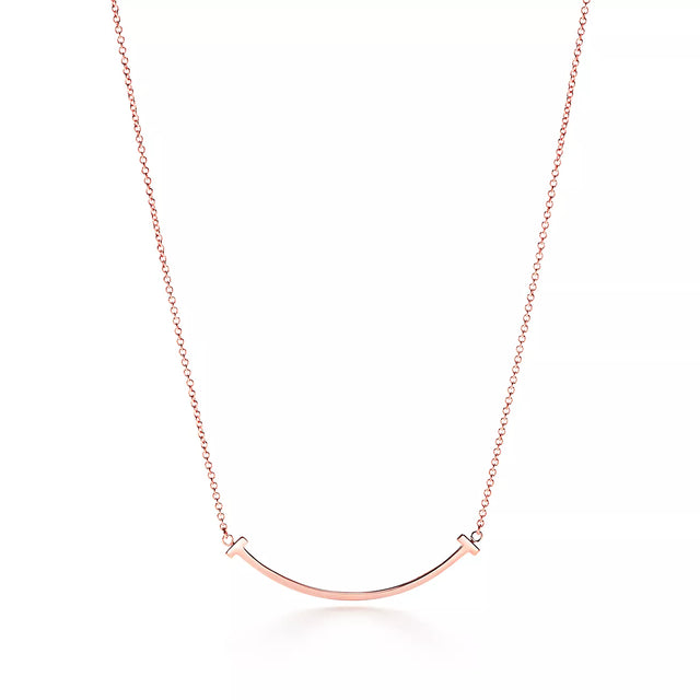 Smile Bar Pendant Necklace, Rose Gold Tone
