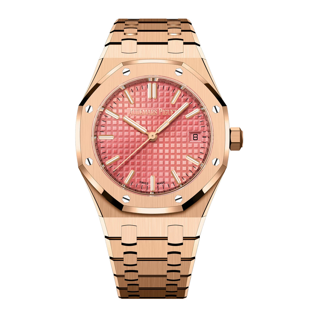 Octagonal Bezel Watch, Rose Gold Tone, 34 mm