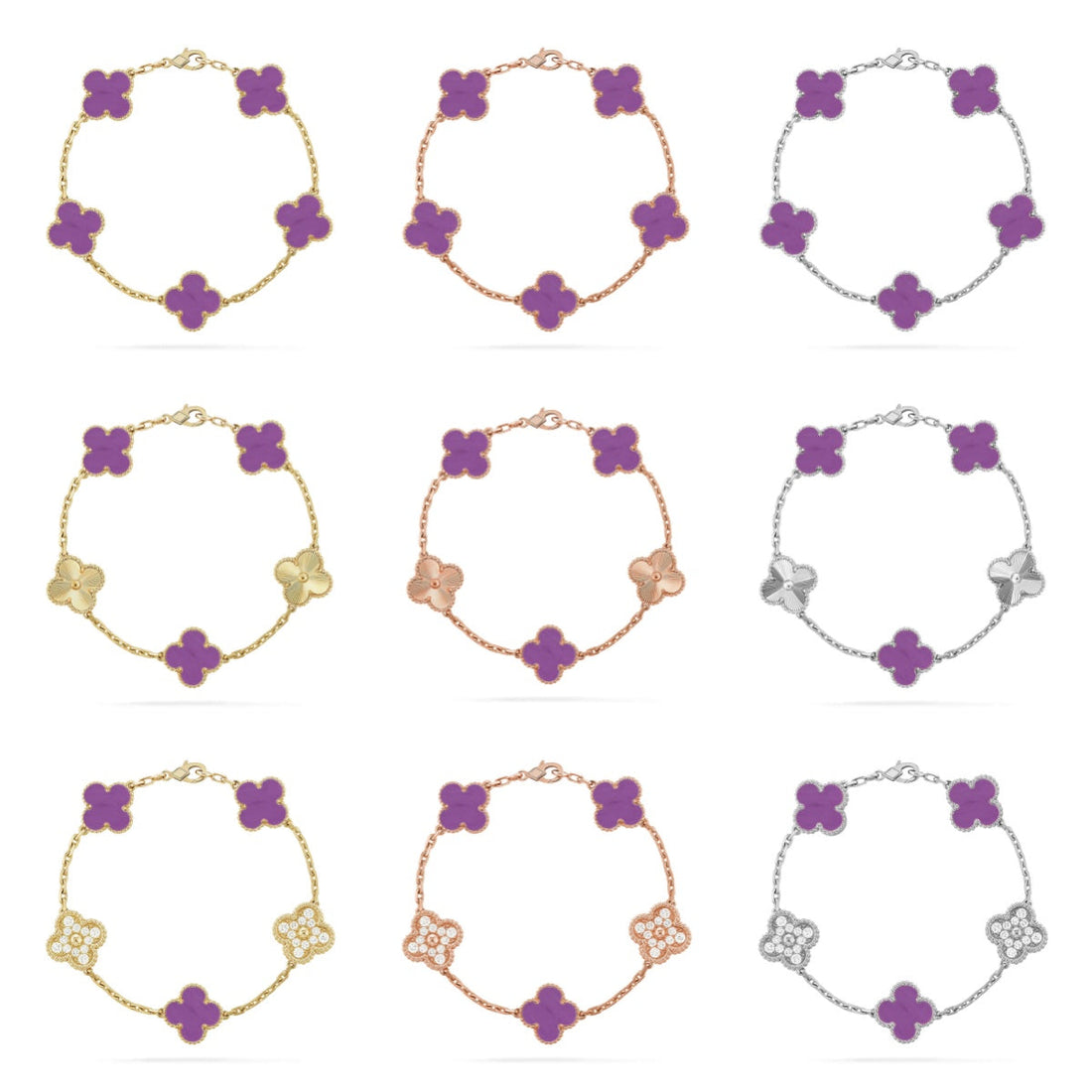 Quatrefoil 5 Motifs Bracelet, Violet
