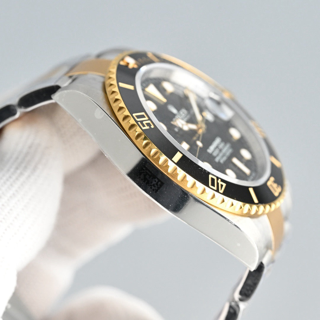 Dive-Style Watch, Yellow Gold Tone, Steel, 41 mm