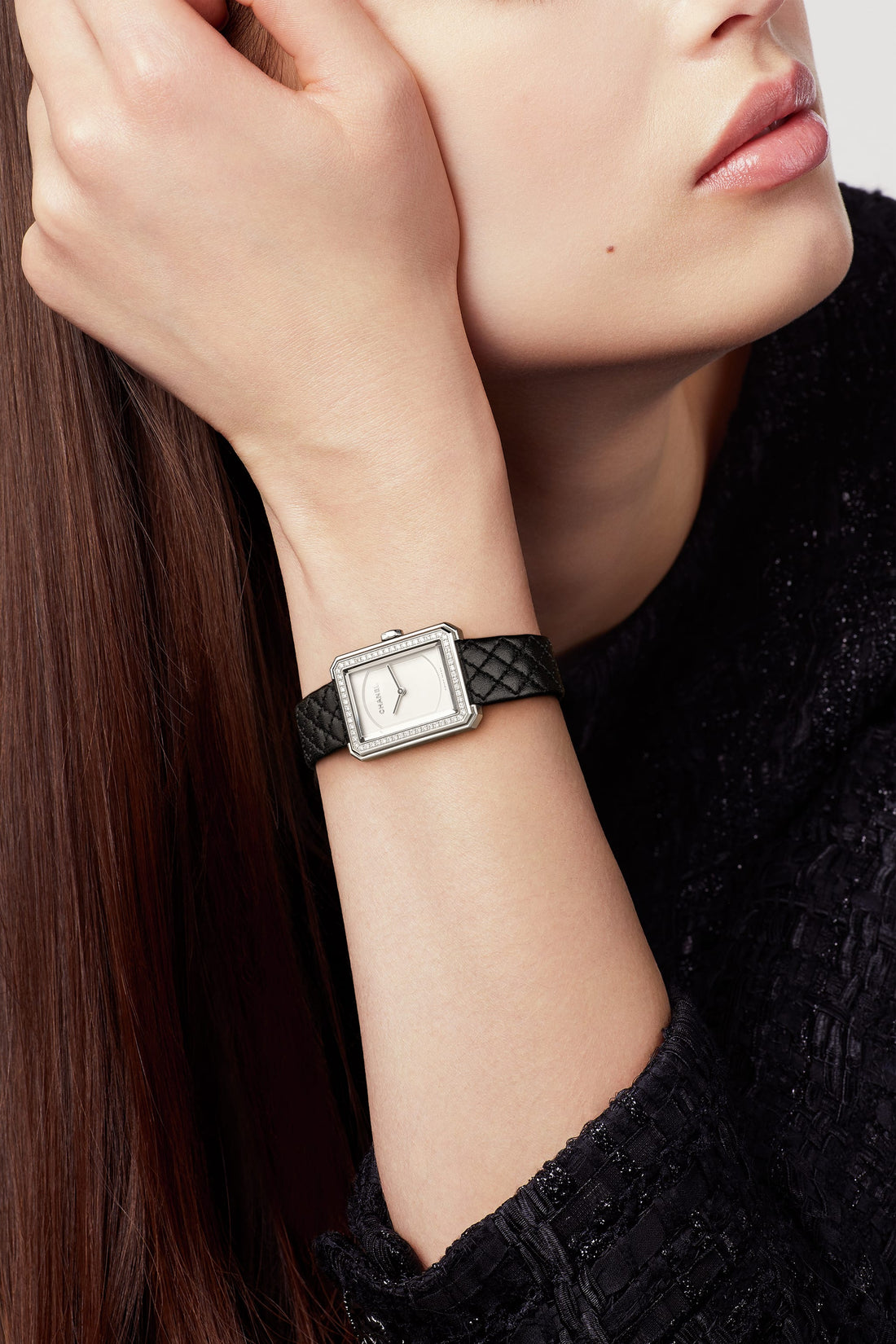 Round Watch, Steel, Stone-Set