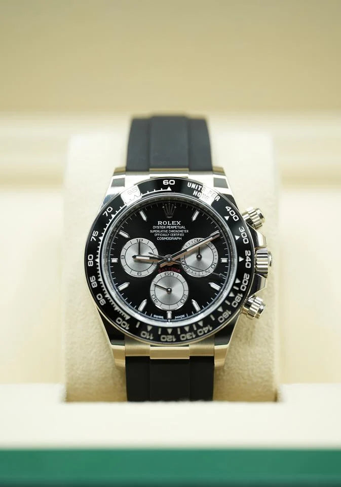 Chronograph Racing Watch, White Gold Tone, White, 40 mm