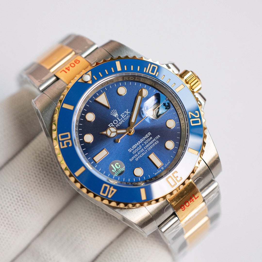 Dive-Style Watch, Yellow Gold Tone, Steel, 41 mm