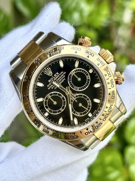 Chronograph Racing Watch, Yellow Gold Tone, Steel, 40 mm