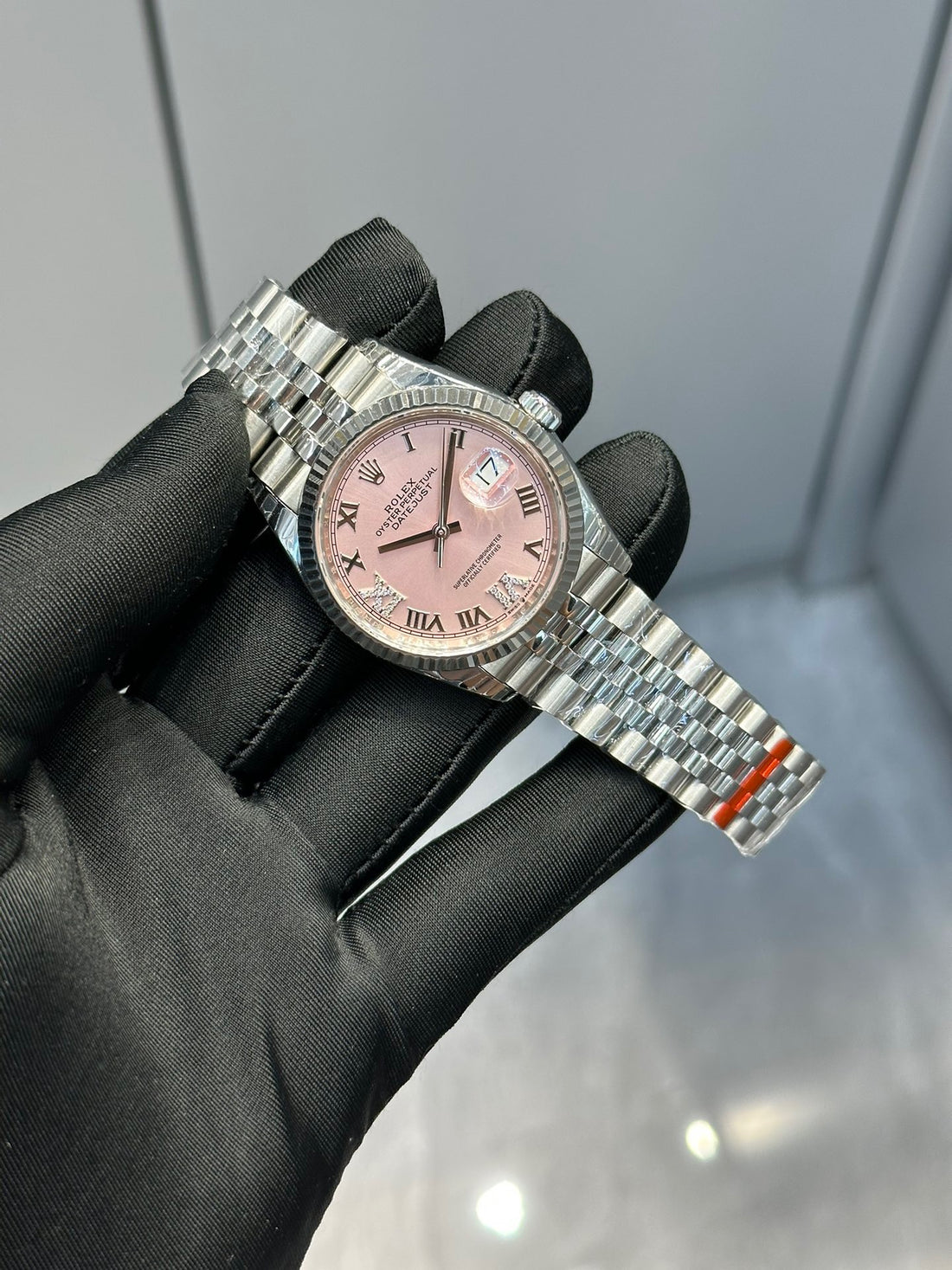 Classic Date Watch, White Gold Tone, Steel, White, 36 mm