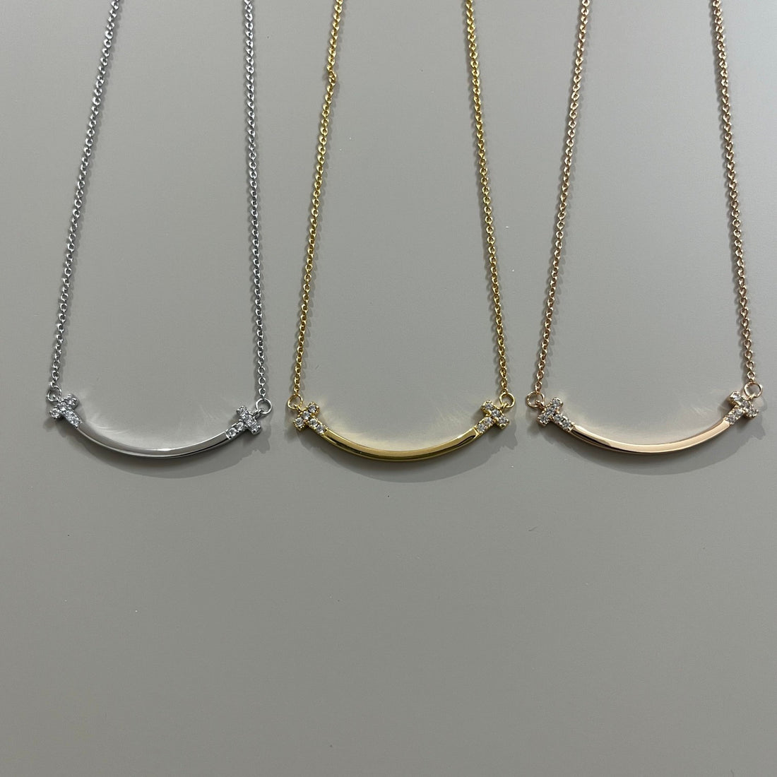 Smile Bar Pendant Necklace, Rose Gold Tone