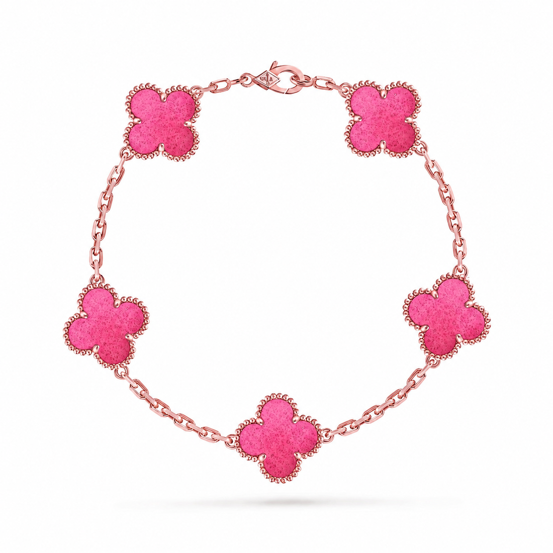Quatrefoil 5 Motifs Bracelet, Pink Enamel