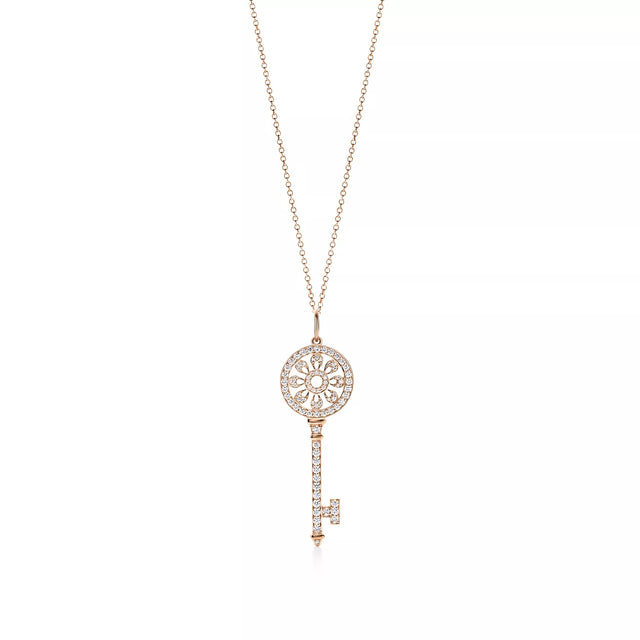 Key Pendant Necklace, Rose Gold Tone