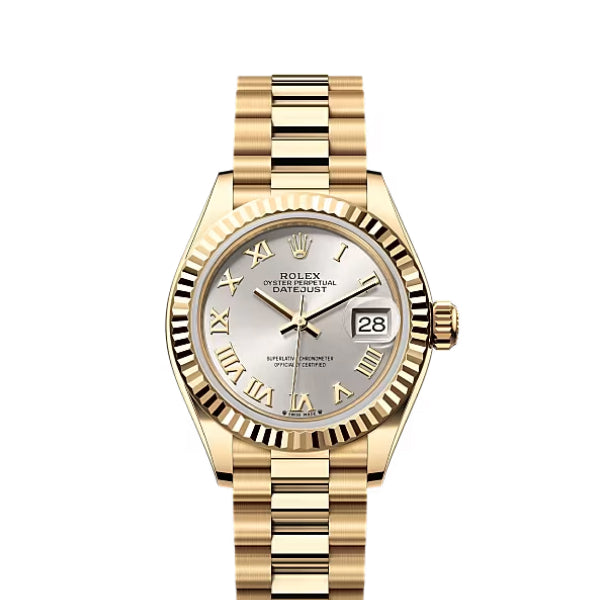 Classic Date Watch, Yellow Gold Tone, Steel, 28 mm