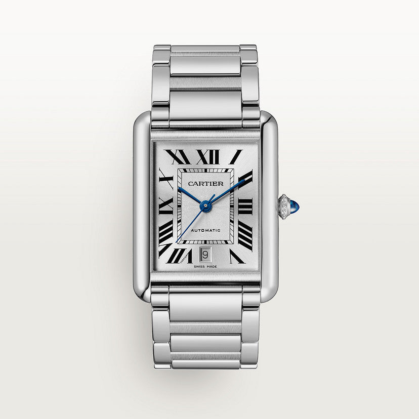 Rectangular Case Watch, White Gold Tone, White, Extra Large Model
