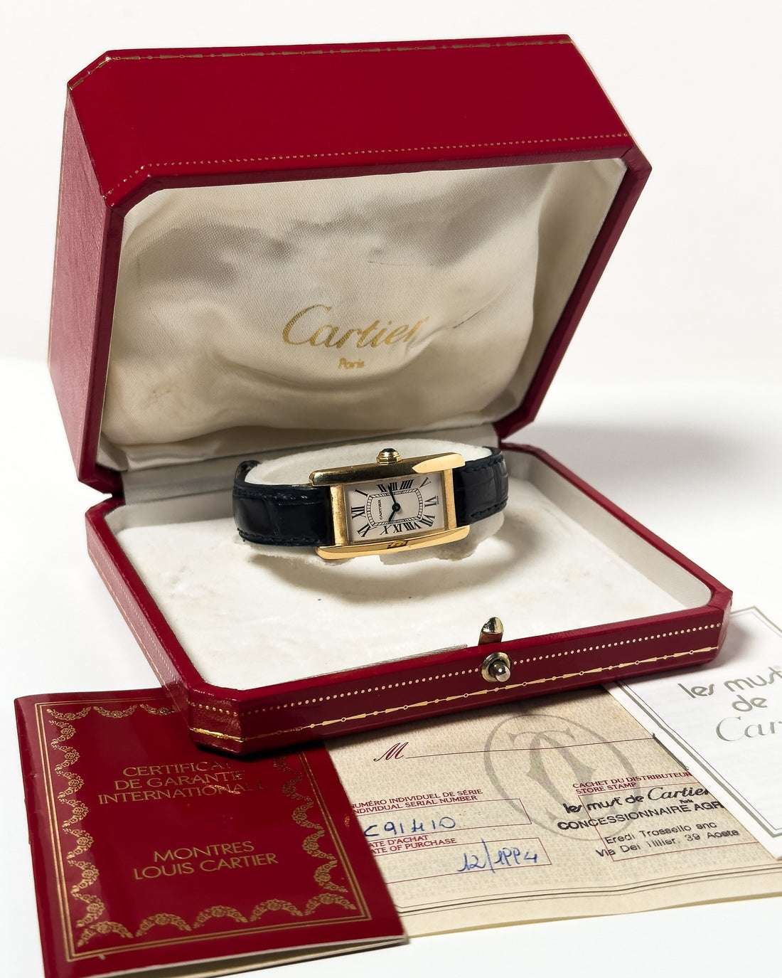 Rectangular Case Watch, Yellow Gold Tone, Large Model