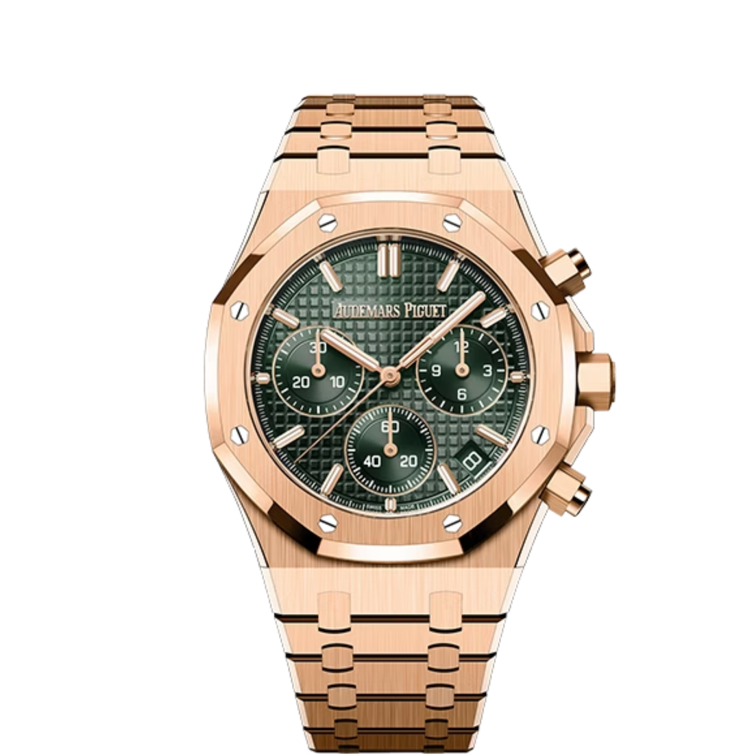 Octagonal Bezel Watch, 18K, Rose Gold Tone, 41 mm