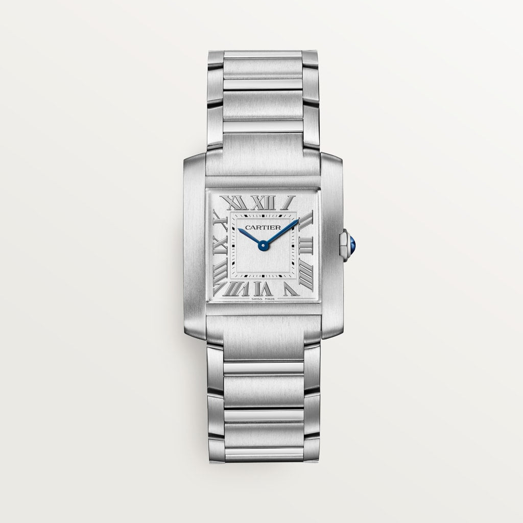Rectangular Case Watch, White Gold Tone, White