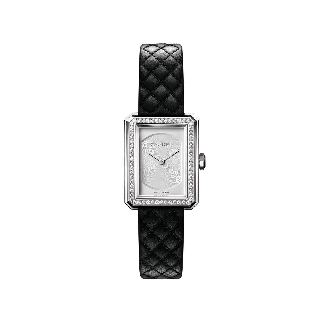 Round Watch, Steel, Stone-Set