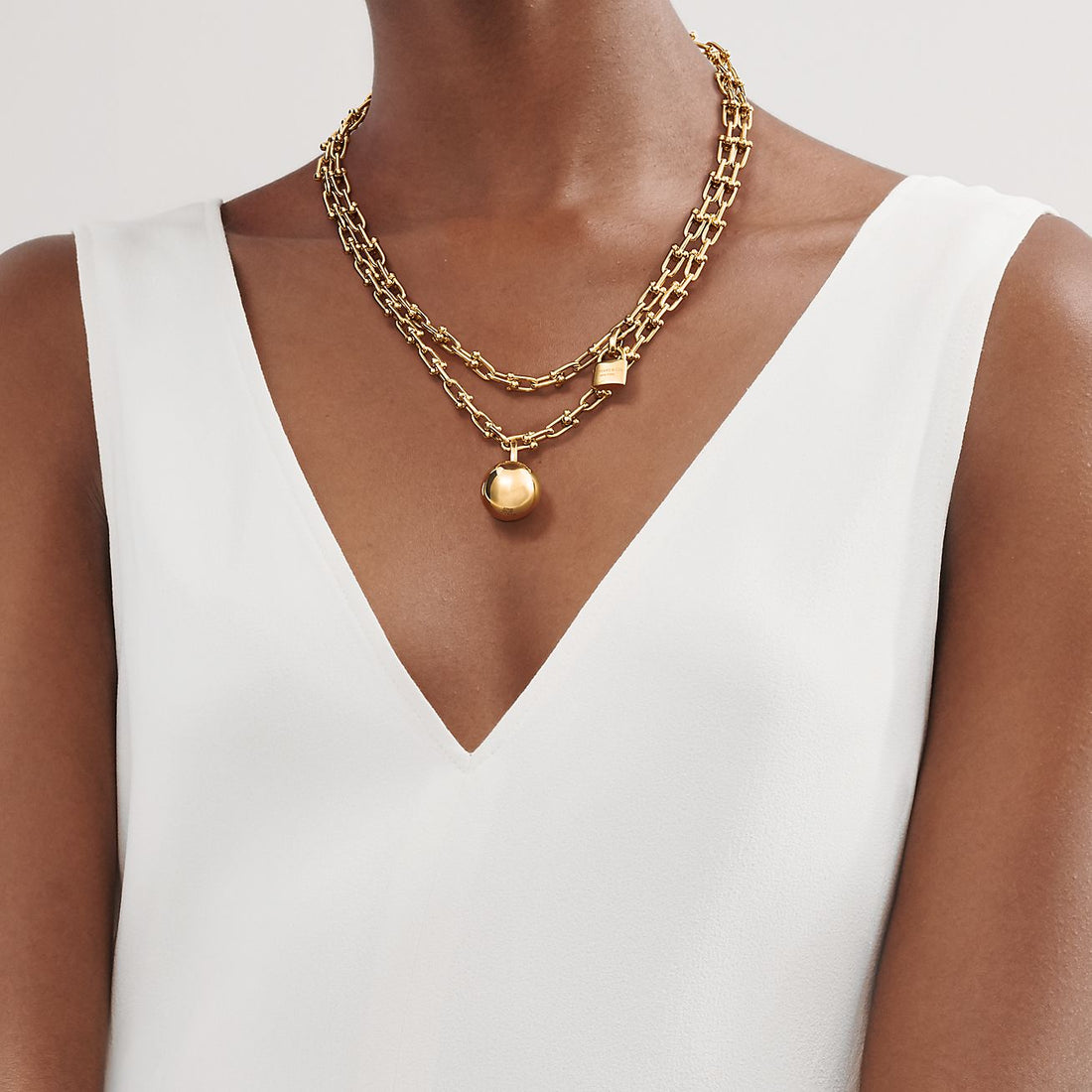 Link Chain Necklace, Yellow Gold Tone