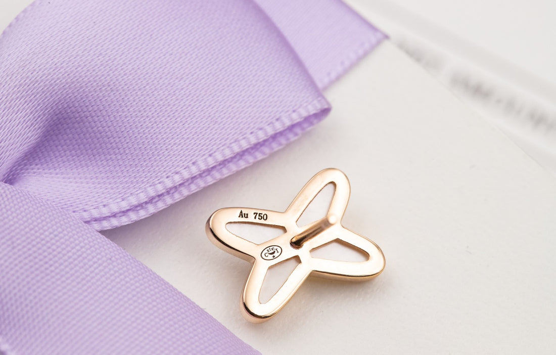 Linked Motif Earrings, White Mother of Pearl, Rose Gold
