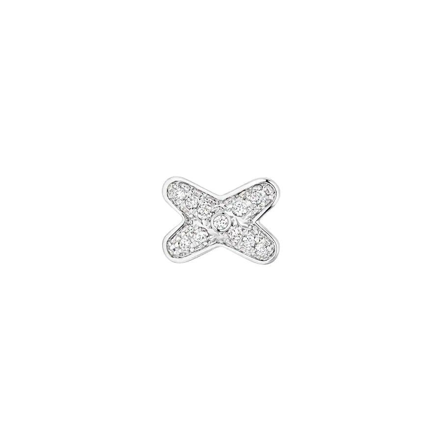 Linked Motif Pavé Earrings, White Gold Tone