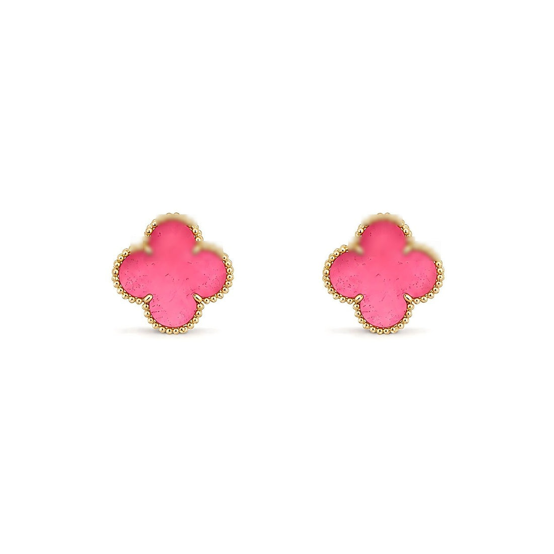 Quatrefoil 15 mm Pink Enamel Stud Earrings