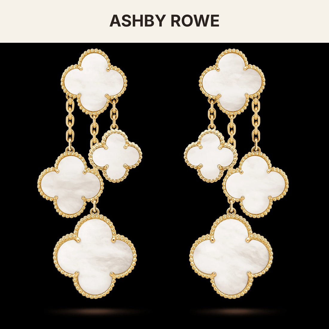 Quatrefoil 4 Motifs Earrings, White Mother of Pearl