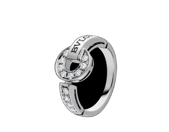 Roman Band Ring, White Gold Tone, Stone-Set