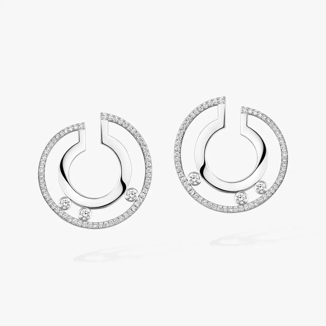 Sliding Mini Hoop Earrings, Stone-Set