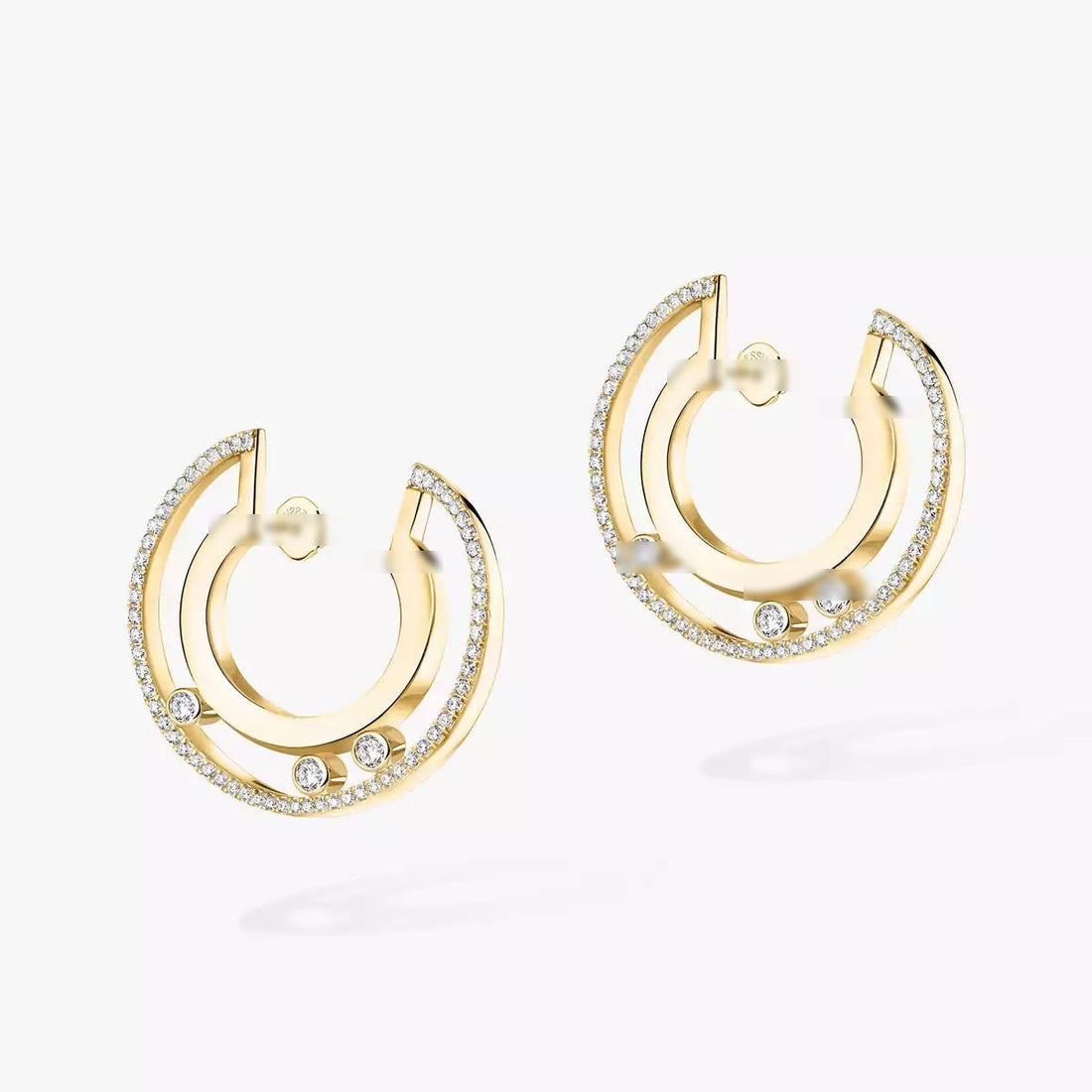 Sliding Mini Hoop Earrings, Stone-Set