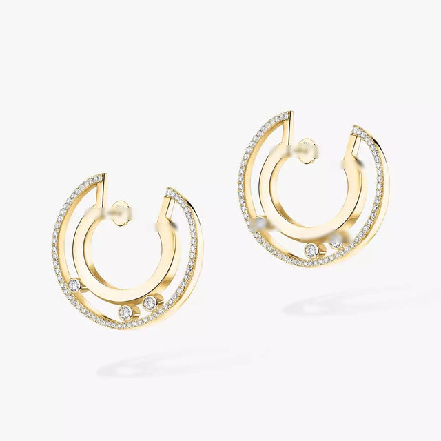 Sliding Mini Hoop Earrings, Stone-Set