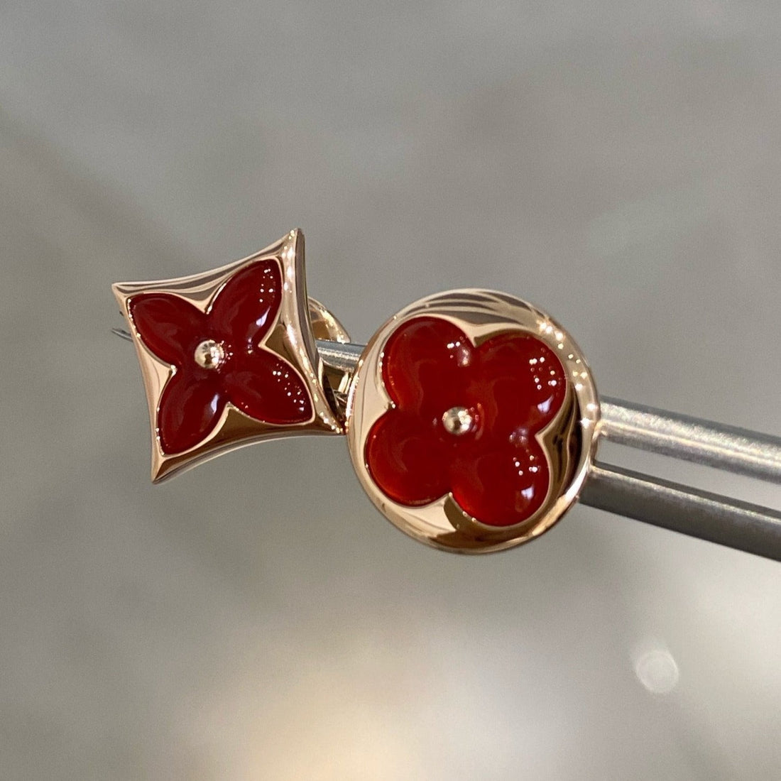 Star-and-Sun Stud Earrings, Carnelian