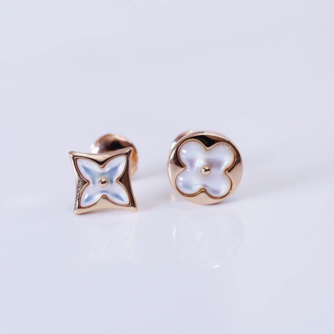 Star-and-Sun Stud Earrings, Mother of Pearl