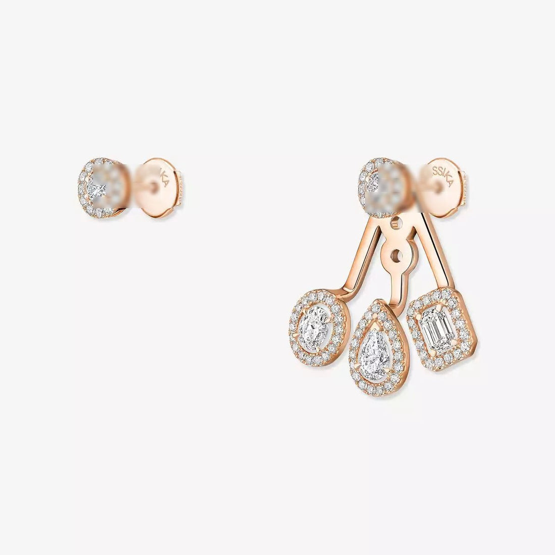 Twin Stone Trio Earrings