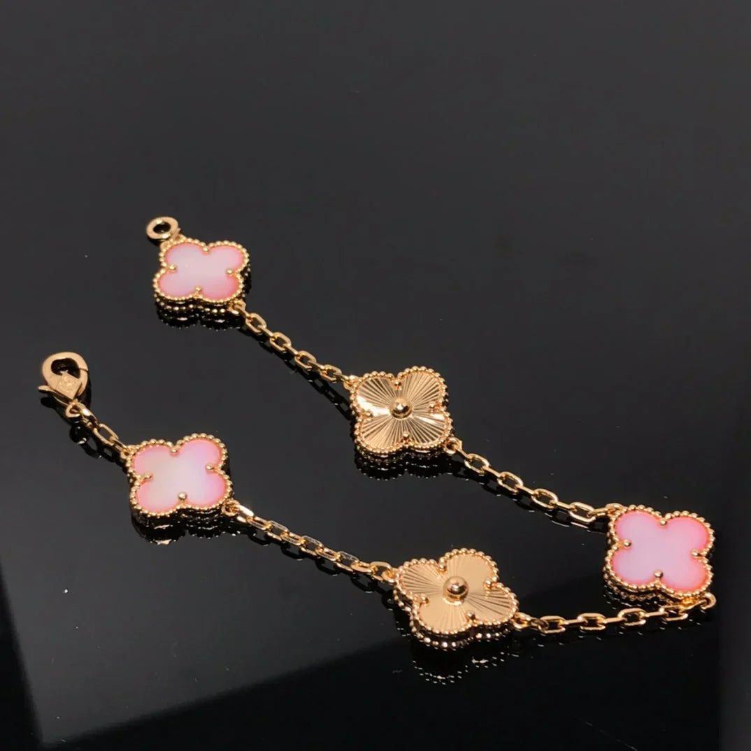 Quatrefoil 5 Motifs Bracelet, Pink Mother of Pearl